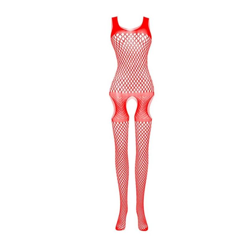 Siateczkowe bodystocking z wycięciami