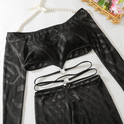 Komplet bielizny bodystocking z rajstopami bez palców