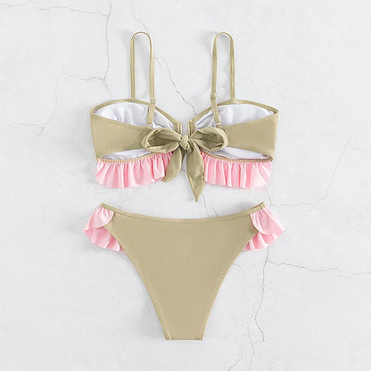 Dwuczęściowy strój kąpielowy bikini z falbankami