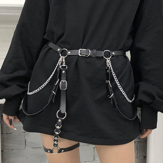 Harness na talię z łańcuchami - Czarny / Uniwersalny