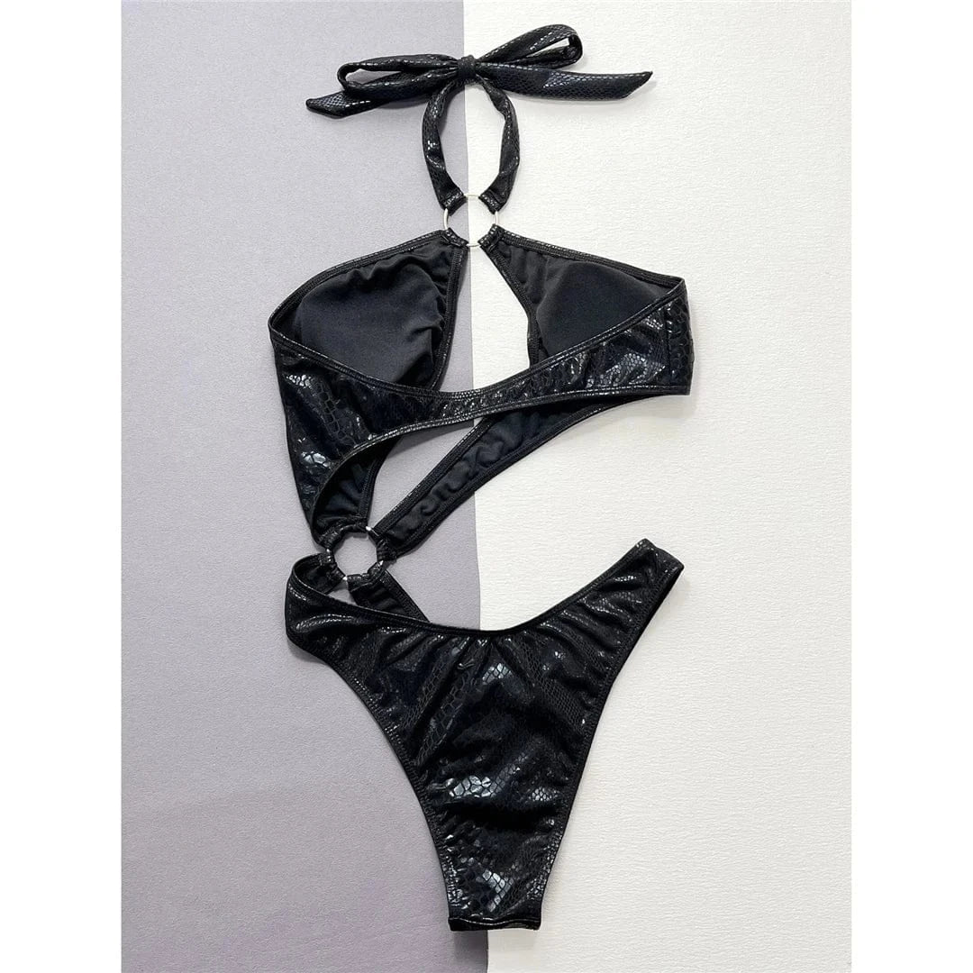 Monokini z motywem skóry węża