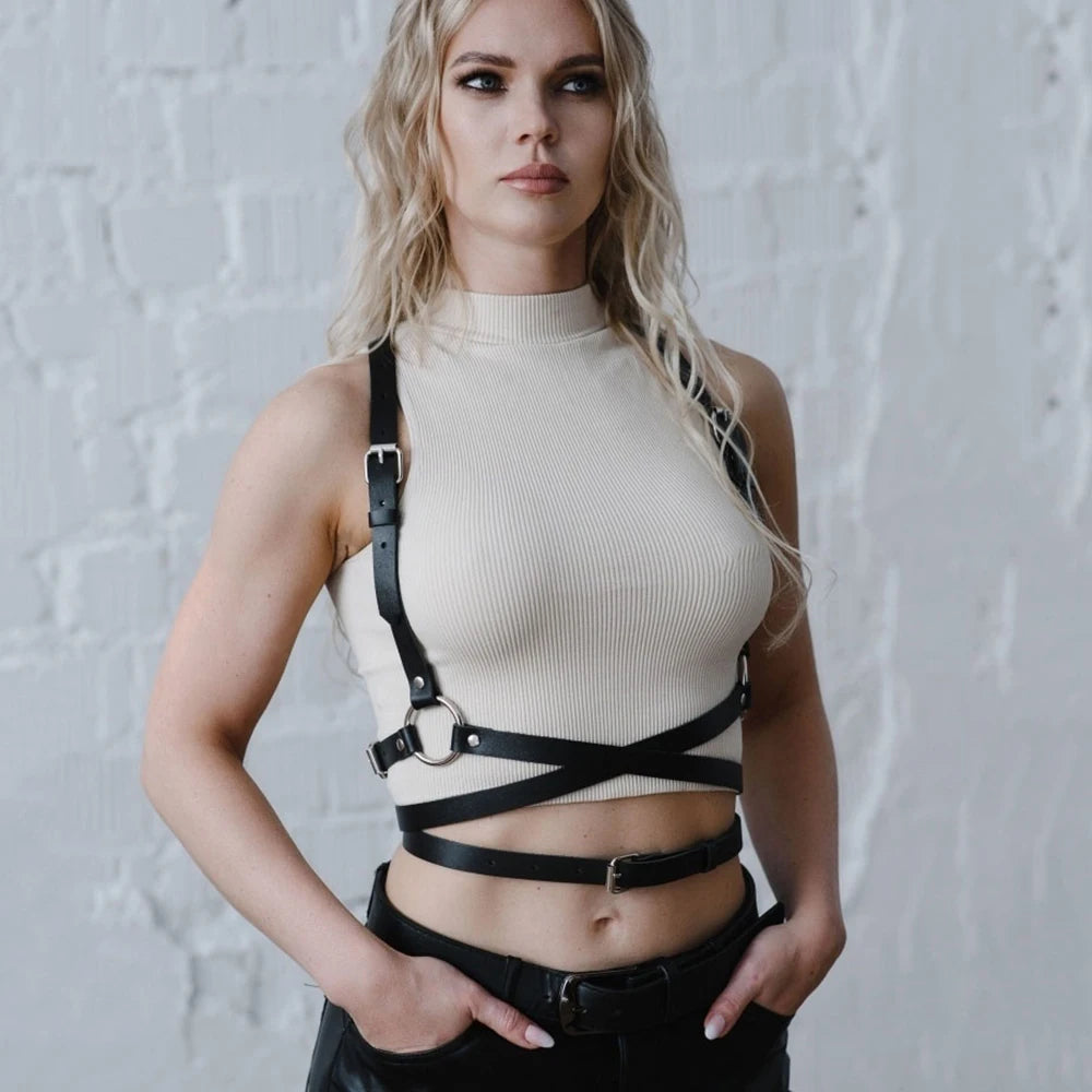 Skórzany harness na klatkę piersiową Laylah