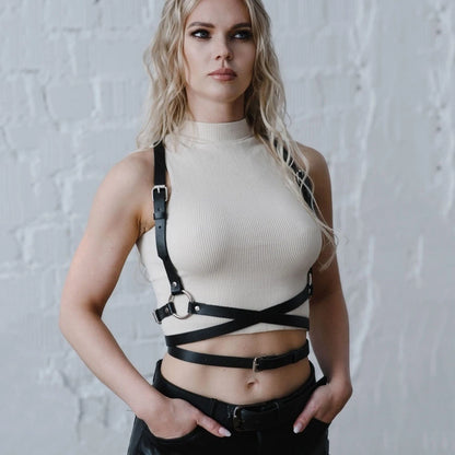 Skórzany harness na klatkę piersiową Laylah