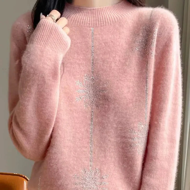 Miękki sweter z ozdobnymi śnieżynkami