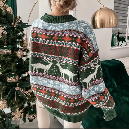 Mięsisty sweter z motywem zimowym