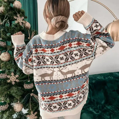 Mięsisty sweter z motywem zimowym