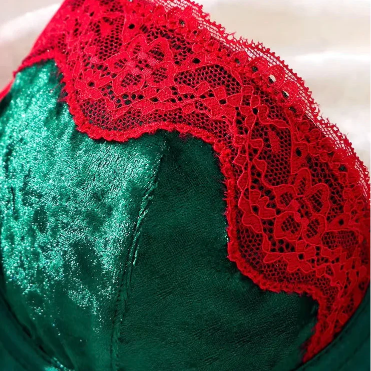 Świąteczny komplet bielizny z welurowym biustonoszem