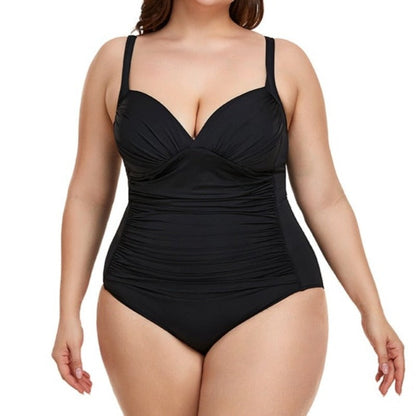 Czarny Klasyczny jednoczęściowy strój kąpielowy plus size