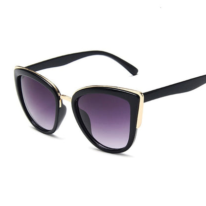 Damskie okulary przeciwsłoneczne okrągłe kocie oko Melissa - Czarny / Uniwersalny