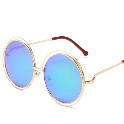 Duże okrągłe okulary przeciwsłoneczne - Niebieski / Uniwersalny
