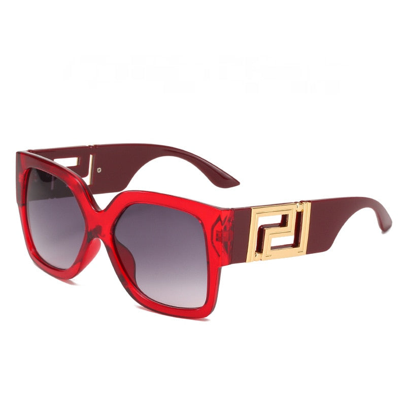 Duże okulary przeciwsłoneczne z ozdobnym detalem Gloria - Czerwony / Uniwersalny