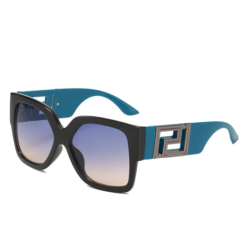 Duże okulary przeciwsłoneczne z ozdobnym detalem Gloria - Niebieski / Uniwersalny