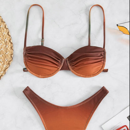 Dwuczęściowy strój kąpielowy bikini ombre Heather - Brązowy / S