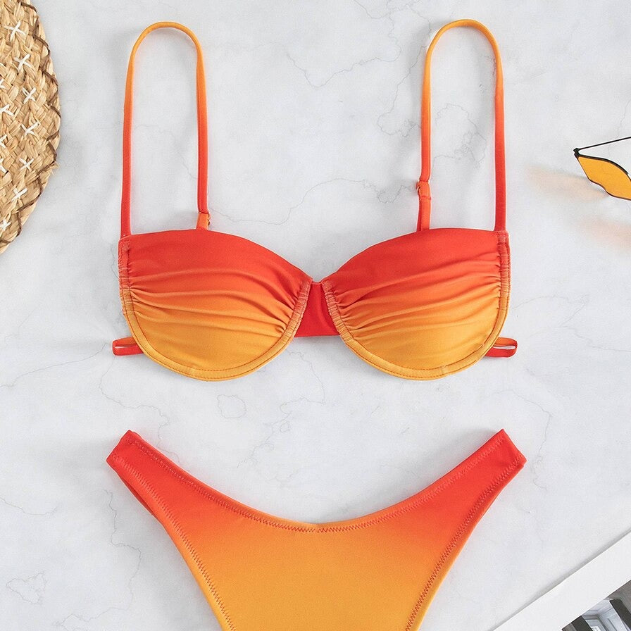 Dwuczęściowy strój kąpielowy bikini ombre Heather - Pomarańczowy / S