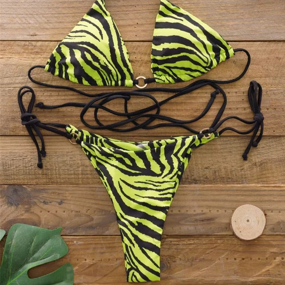 Dwuczęściowy strój kąpielowy bikini w zebrę Muriel