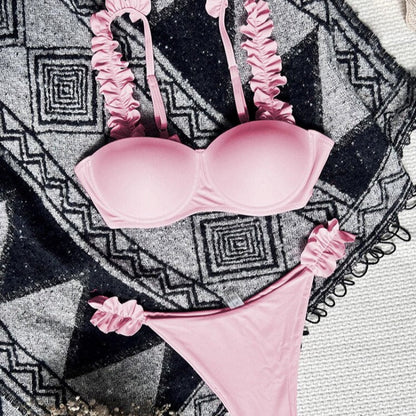  Dwuczęściowy strój kąpielowy bikini z falbankami