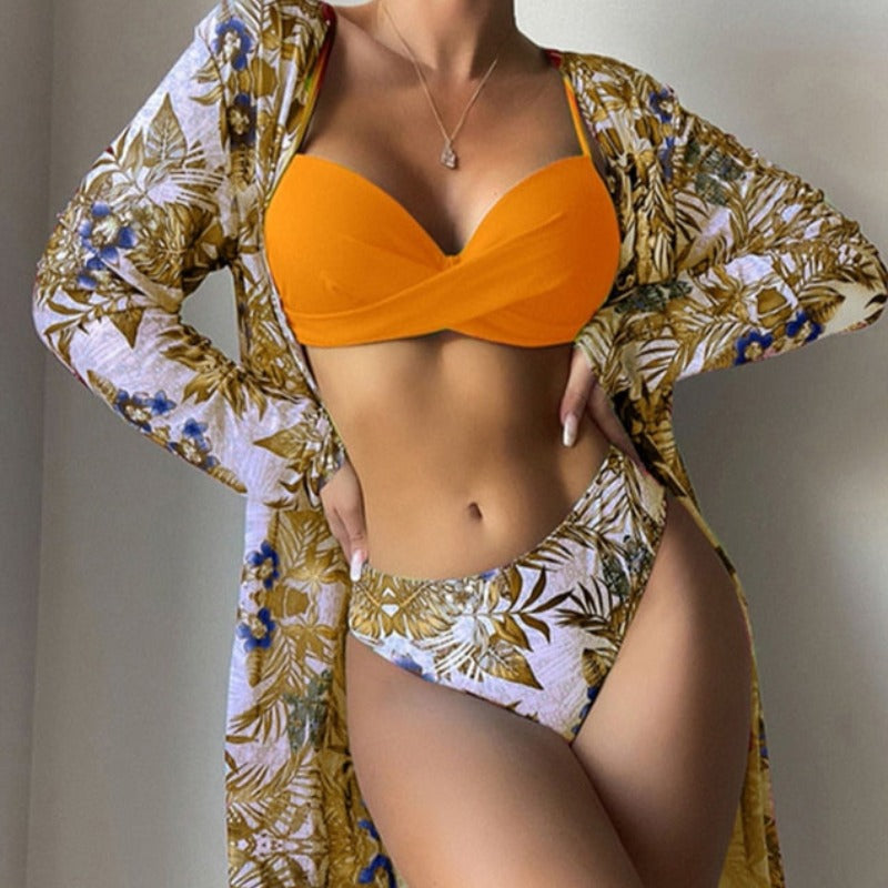 Dwuczęściowy strój kąpielowy bikini z narzutką Kimberly - Pomarańczowy / S