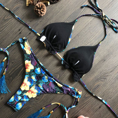Dwuczęściowy strój kąpielowy bikini z roślinnym motywem Maude