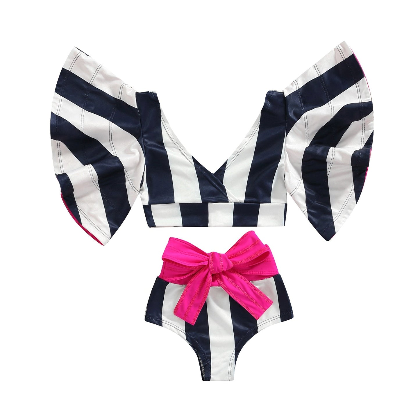 Dwuczęściowy strój kąpielowy z szerokimi rękawami dla dziewczynki Amber - Różowy / 90cm