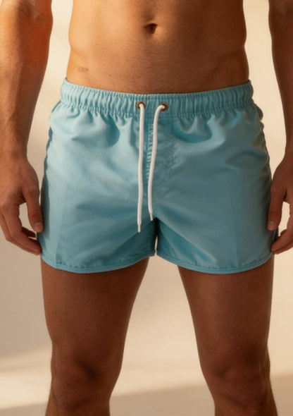 Wiązane męskie szorty kąpielowe z białym sznurkiem