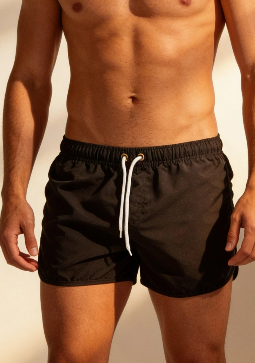 Wiązane męskie szorty kąpielowe z białym sznurkiem