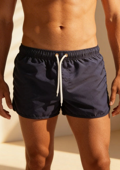 Wiązane męskie szorty kąpielowe z białym sznurkiem