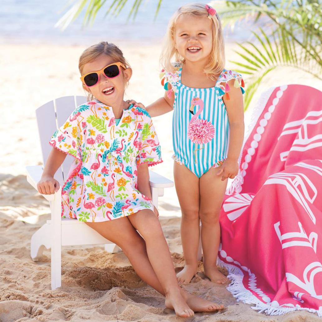 Jednoczęściowy strój kąpielowy z flamingiem dla dziewczynki Polly