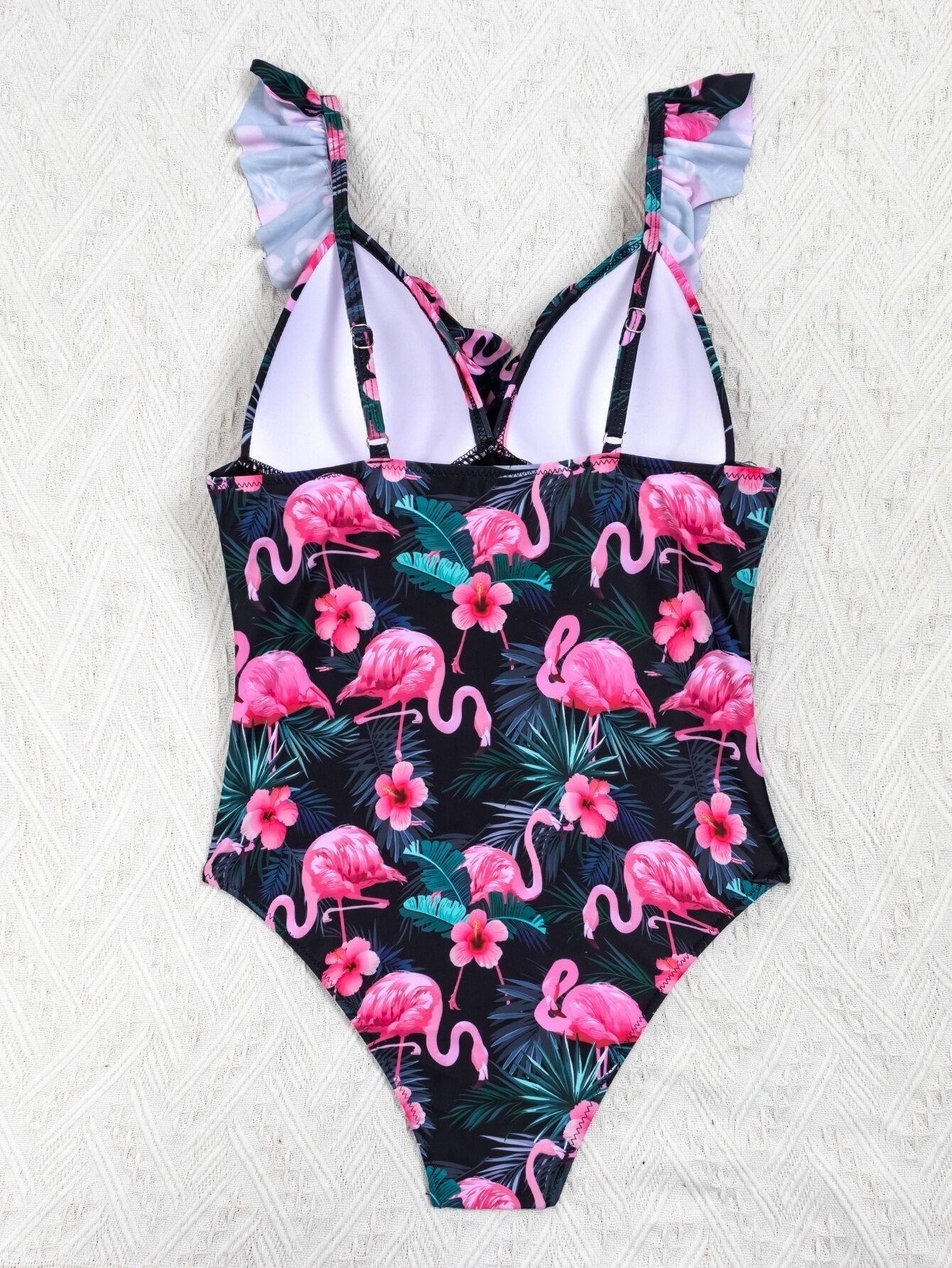 Klasyczny jednoczęściowy strój kąpielowy we flamingi
