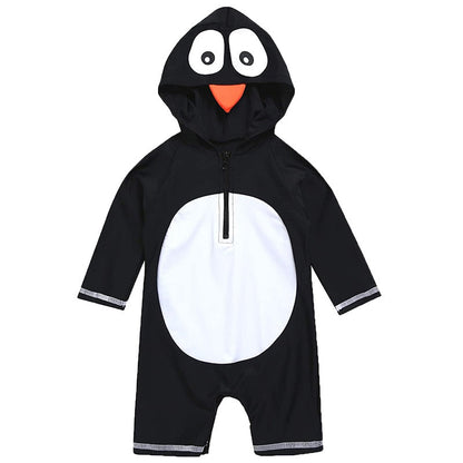 Kombinezon kąpielowy Pingwin dla chłopca - Czarny / 80cm