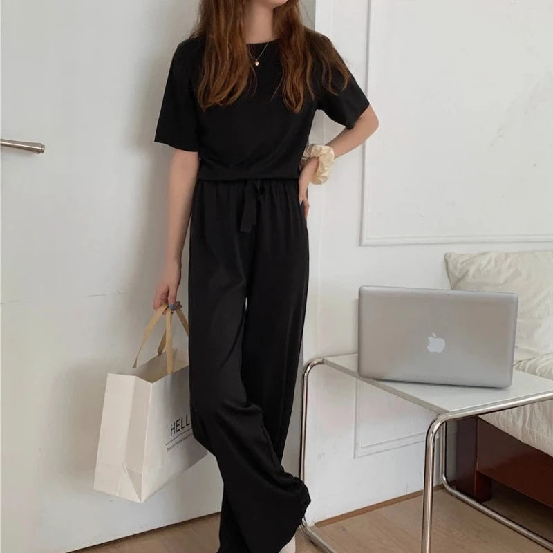 Luźny komplet odzieży domowej z długimi nogawkami Aliana - Czarny / Uniwersalny