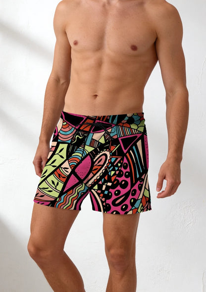 Męskie szorty kąpielowe w abstrakcyjne wzory