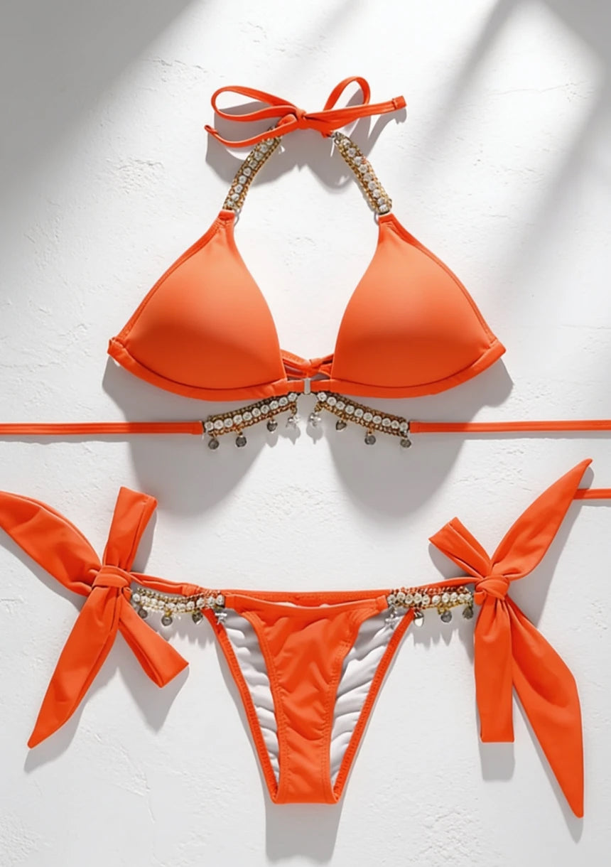 Dwuczęściowy strój kąpielowy bikini z zawieszkami
