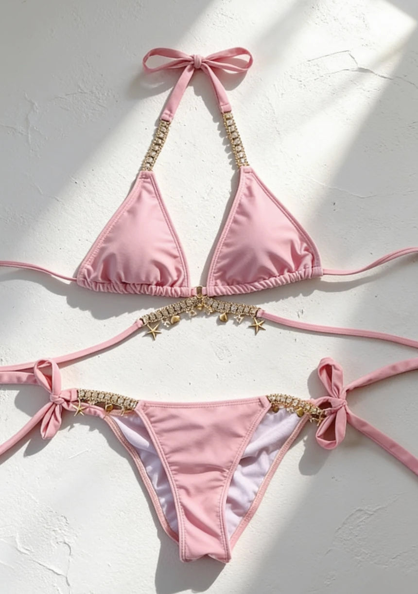 Dwuczęściowy strój kąpielowy bikini z zawieszkami