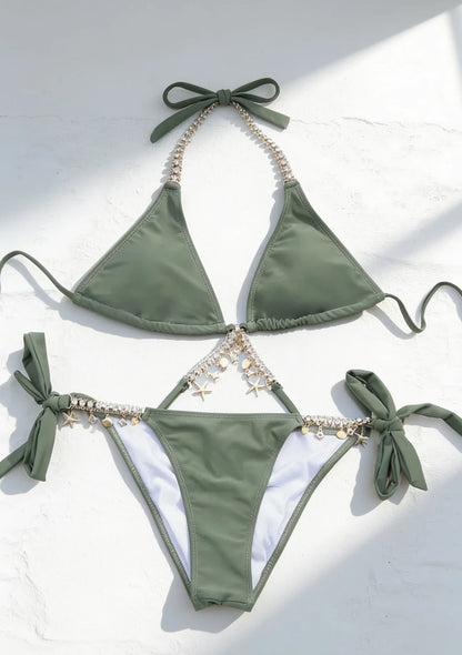 Dwuczęściowy strój kąpielowy bikini z zawieszkami