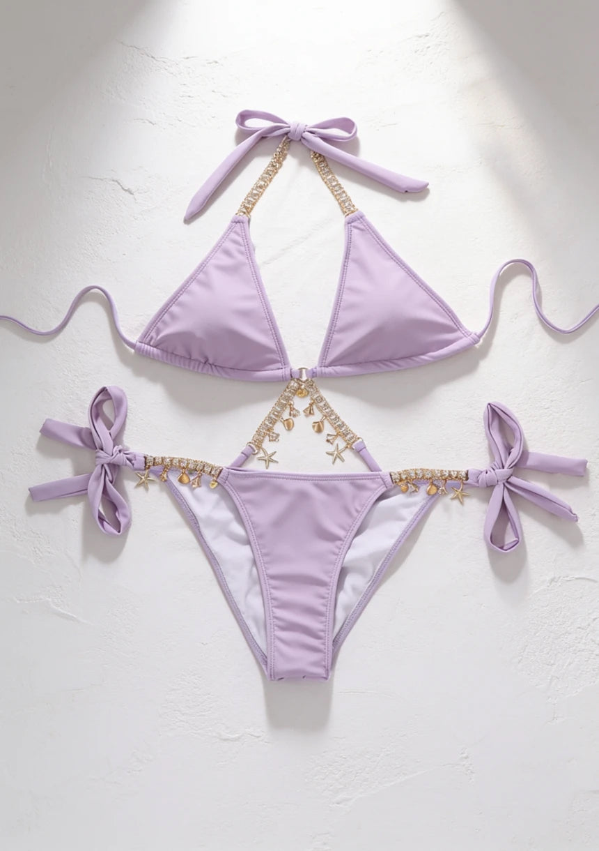 Dwuczęściowy strój kąpielowy bikini z zawieszkami