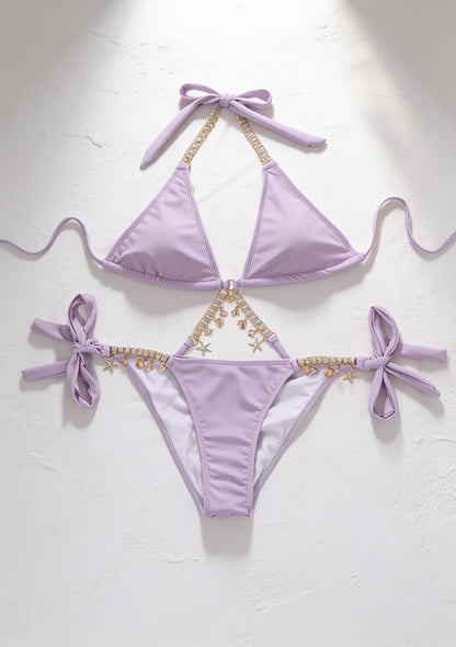 Dwuczęściowy strój kąpielowy bikini z zawieszkami