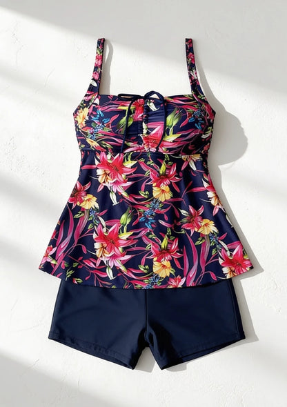 Dwuczęściowy strój kąpielowy tankini w kwiaty
