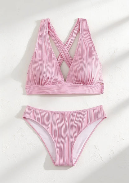 Dwuczęściowy strój kąpielowy bikini fakturowany