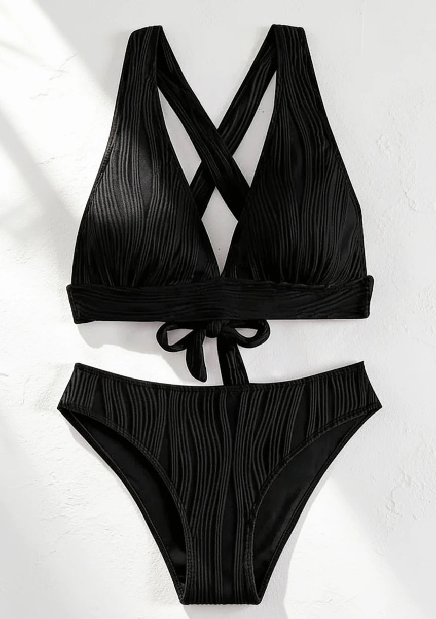 Dwuczęściowy strój kąpielowy bikini fakturowany