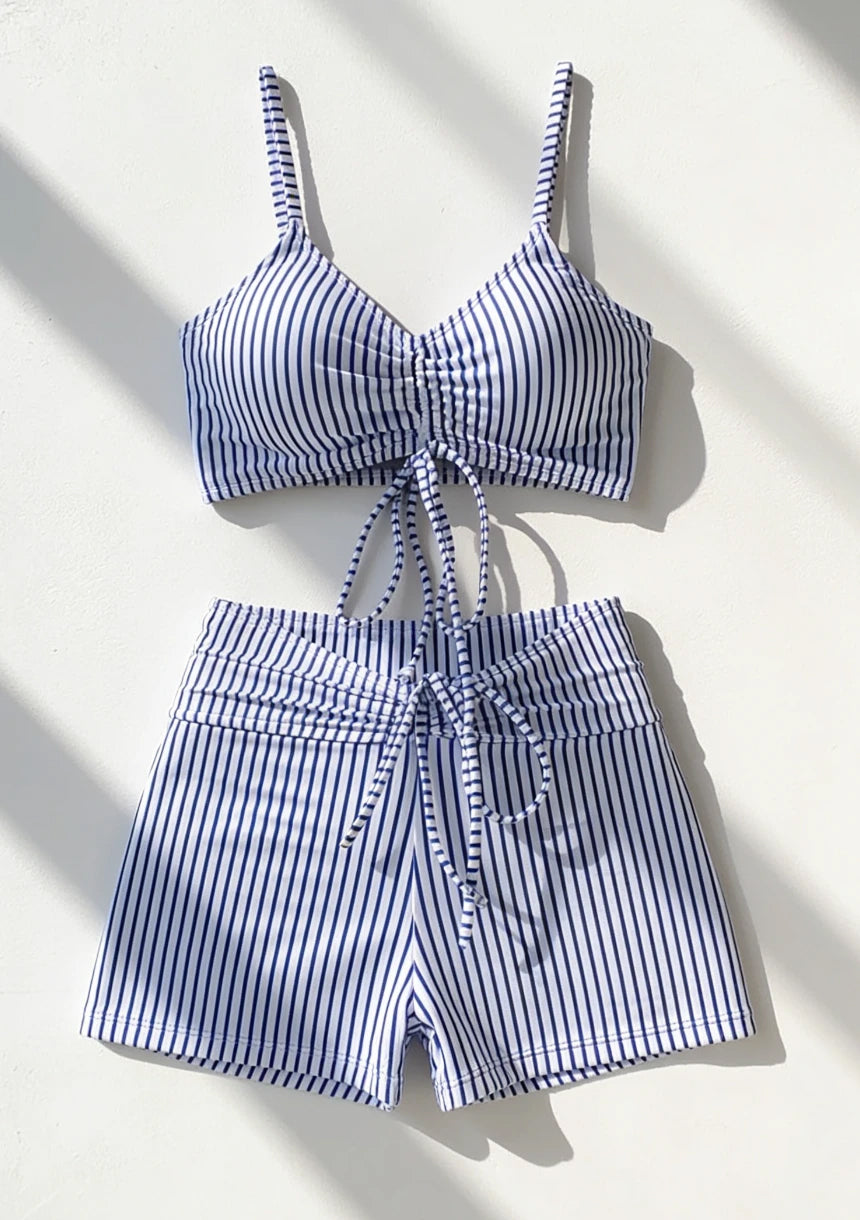 Dwuczęściowy strój kąpielowy bikini z szortami