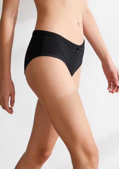 Wygodne majtki figi prążkowane z koronką