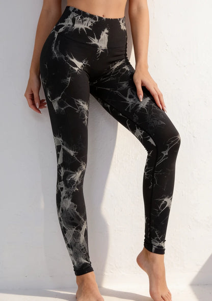 Sportowe legginsy z wysokim stanem tie dye
