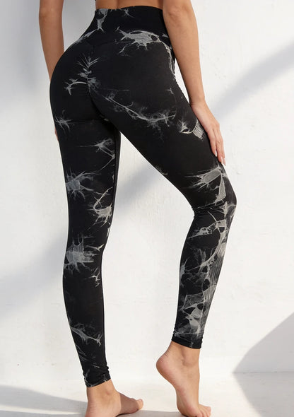 Sportowe legginsy z wysokim stanem tie dye