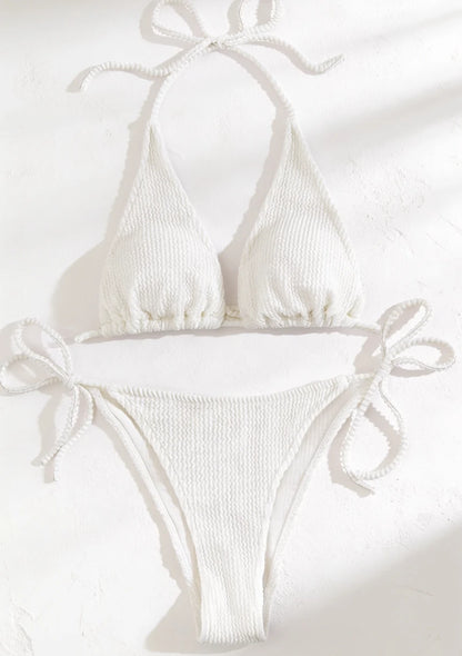 Dwuczęściowy strój kąpielowy bikini w prążki