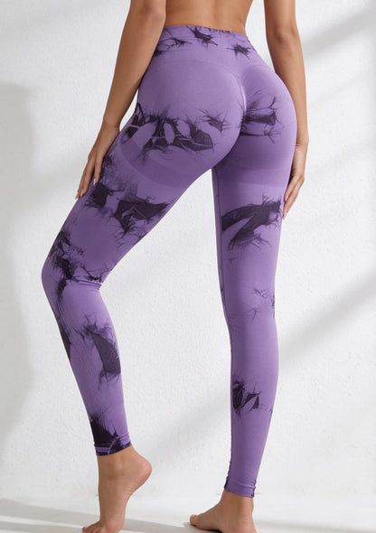 Sportowe legginsy z wysokim stanem tie dye