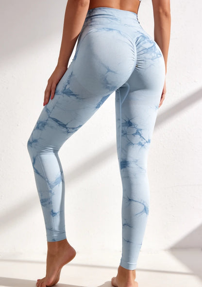 Sportowe legginsy z wysokim stanem tie dye
