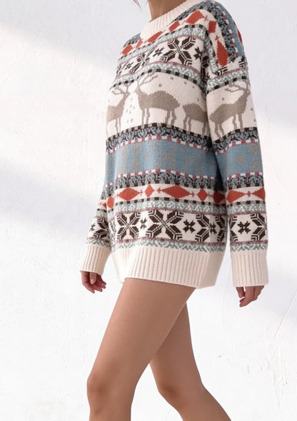 Mięsisty sweter z motywem zimowym