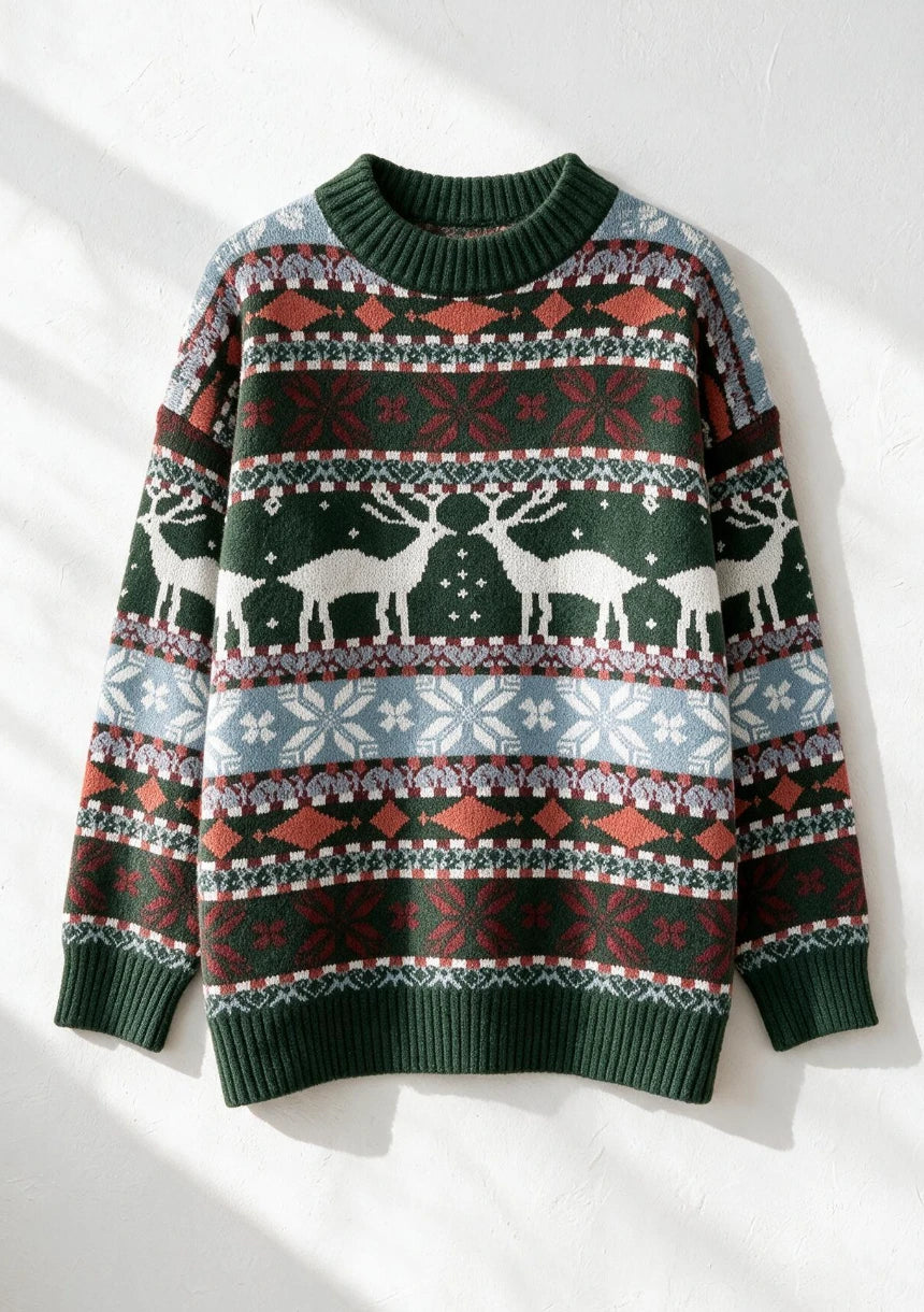 Mięsisty sweter z motywem zimowym