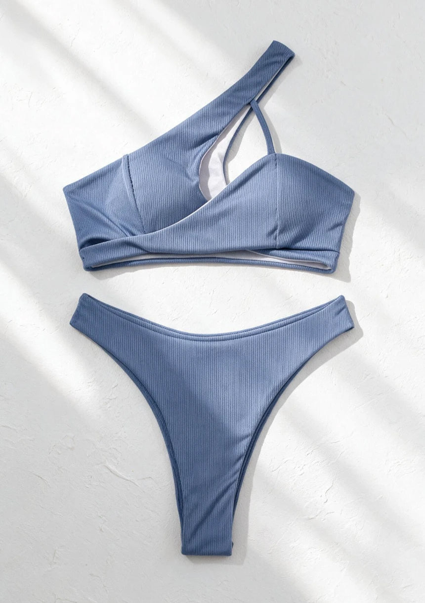 Dwuczęściowy strój kąpielowy bikini z przekładaną górą