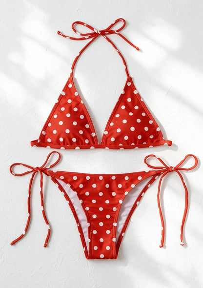 Dwuczęściowy strój kąpielowy bikini w kropki
